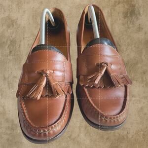 Lands’ End Men’s Brown Leather Tassel Loafers Size 10.5 M Casual Slip On